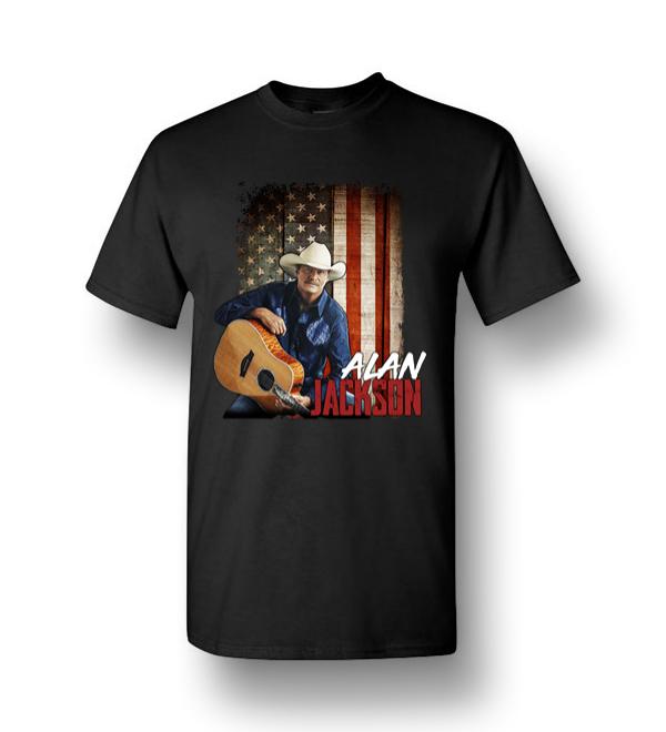 Alan Jackson Before American Flag background Men Short-Sleeve T-Shirt