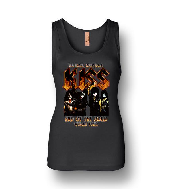 Kiss Fire World Rock And Roll Music Gift Tour Band Womens Jersey Tank