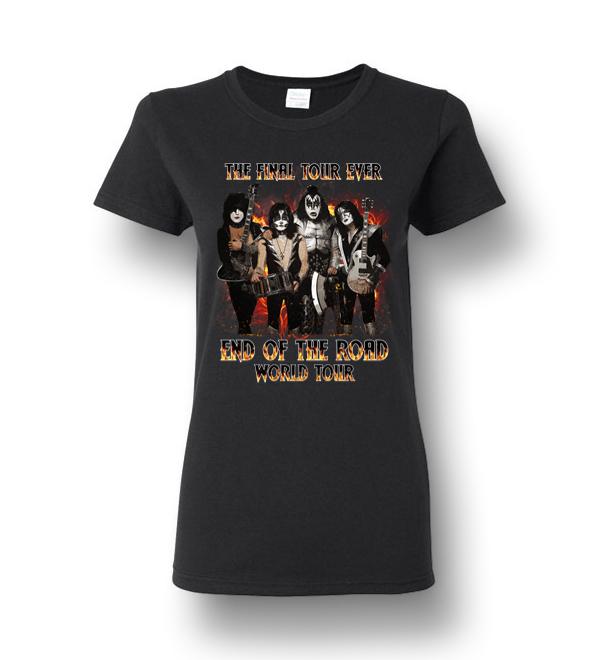 Kiss World Rock And Roll Music Gift Tour Band End Ladies Short-Sleeve