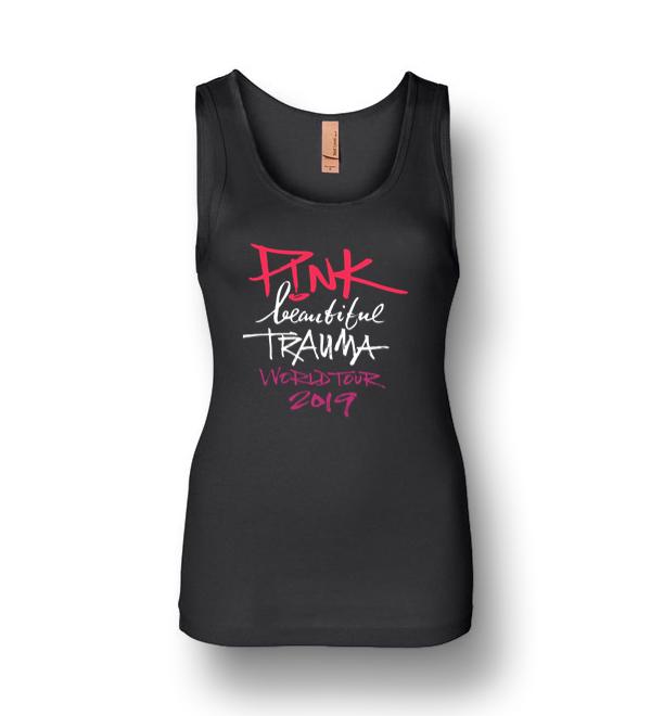 Text Pink Shirts Beautiful Music Gift 2019 Trauma Womens Jersey Tank