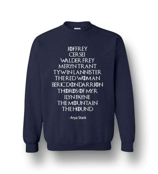 arya stark list shirt