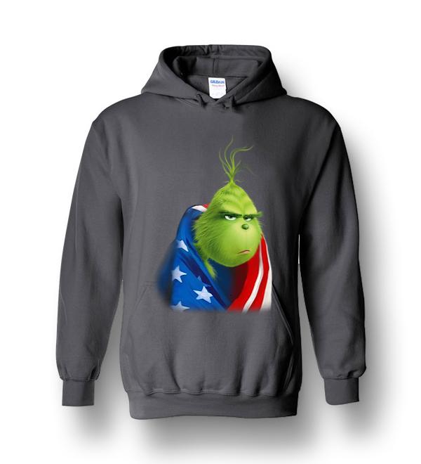 Grinch American Flag Independence Day Heavy Blend Hoodie - Dreamstees 