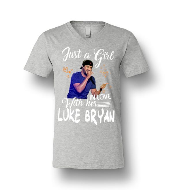Luke Bryan Just A Girl In Love With Her Canvas Unisex V-Neck T-Shirt ...
