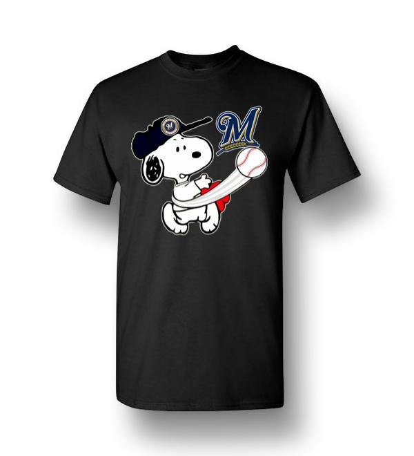 Snoopy Play Baseball For Fan Brewers Team Men Short-Sleeve T-Shirt ...