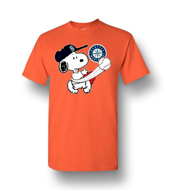 Snoopy Play Baseball For Fan Mariners Team Men Short-Sleeve T-Shirt ...