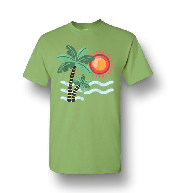 Sunset Beach Palm Tree Funny Summer Vacation Holiday Men Short-Sleeve T ...