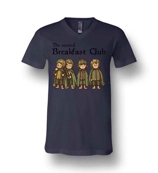 The Second Breakfast Club The Lord Of The Rings Canvas Unisex V-Neck T-Shirt   - Amazon Best Seller T-Shirts